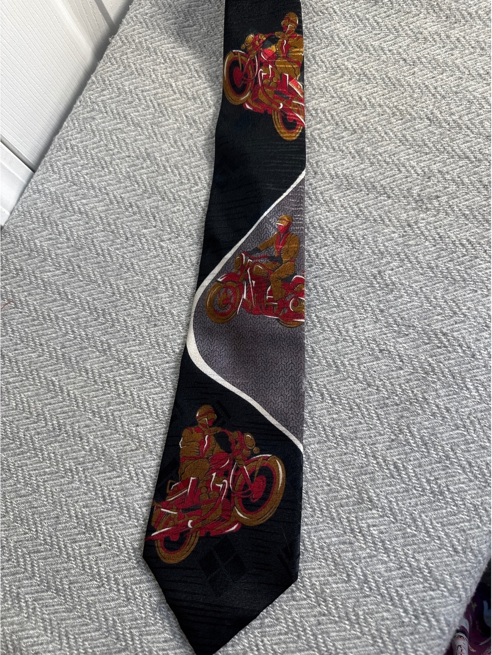 Bugle Boy Men's Vintage Tie with Motorcycle Rider Design